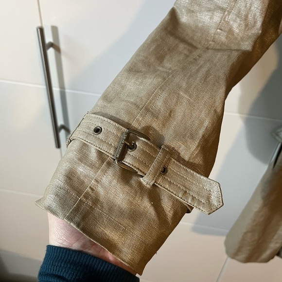 Michael Kors Shimmering Metallic Gold Belted Trench Coat - Picture 6 of 16